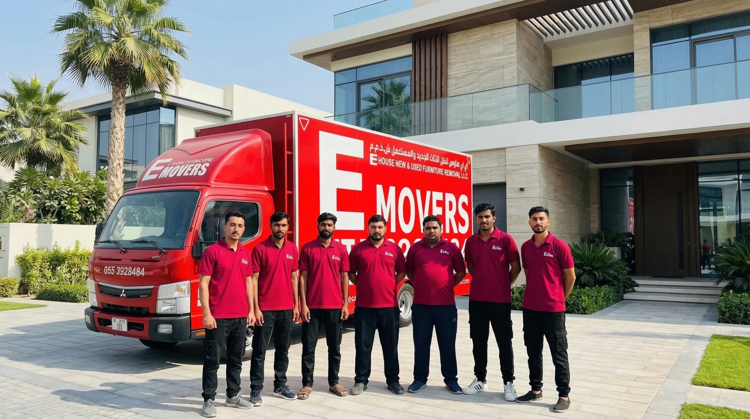 Professional office relocation team moving office furniture and equipment